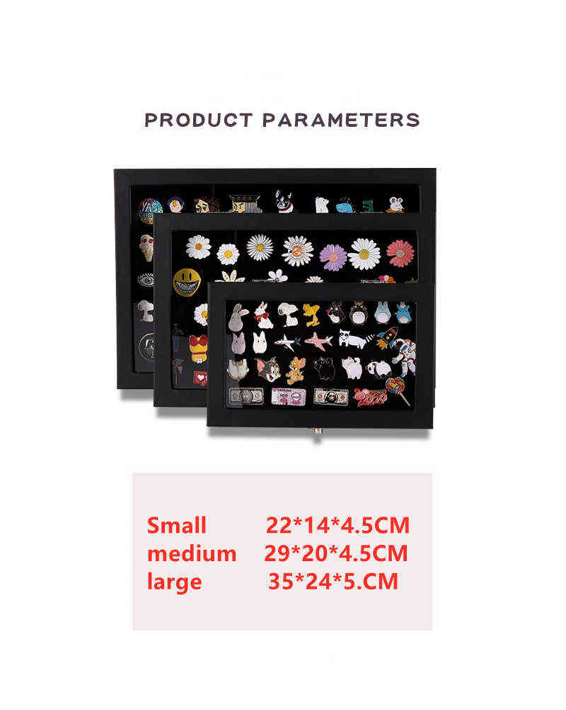 Badge Storage Box Transparent Dust-proof Medal Jewelry Box Large Capacity Brooch Wall Display Frame Pin Gift Box Collection 211110