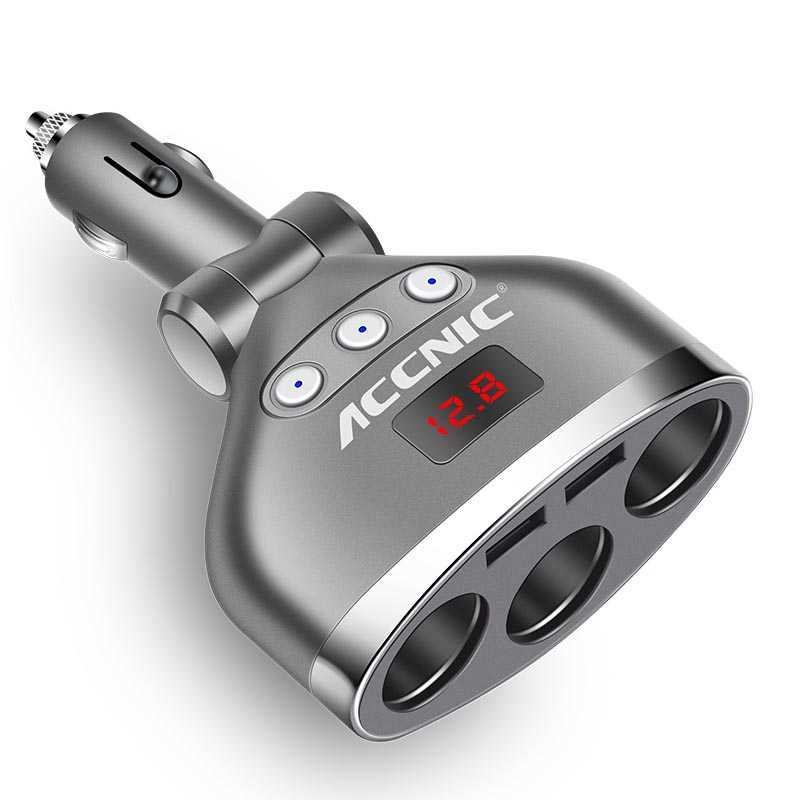 ACCNIC 5V 1A/2.4A Dual USB Car Cigarette Lighter Splitter Socket Adapter 120W LED Voltage Monitor Auto Car USB Plug Converter