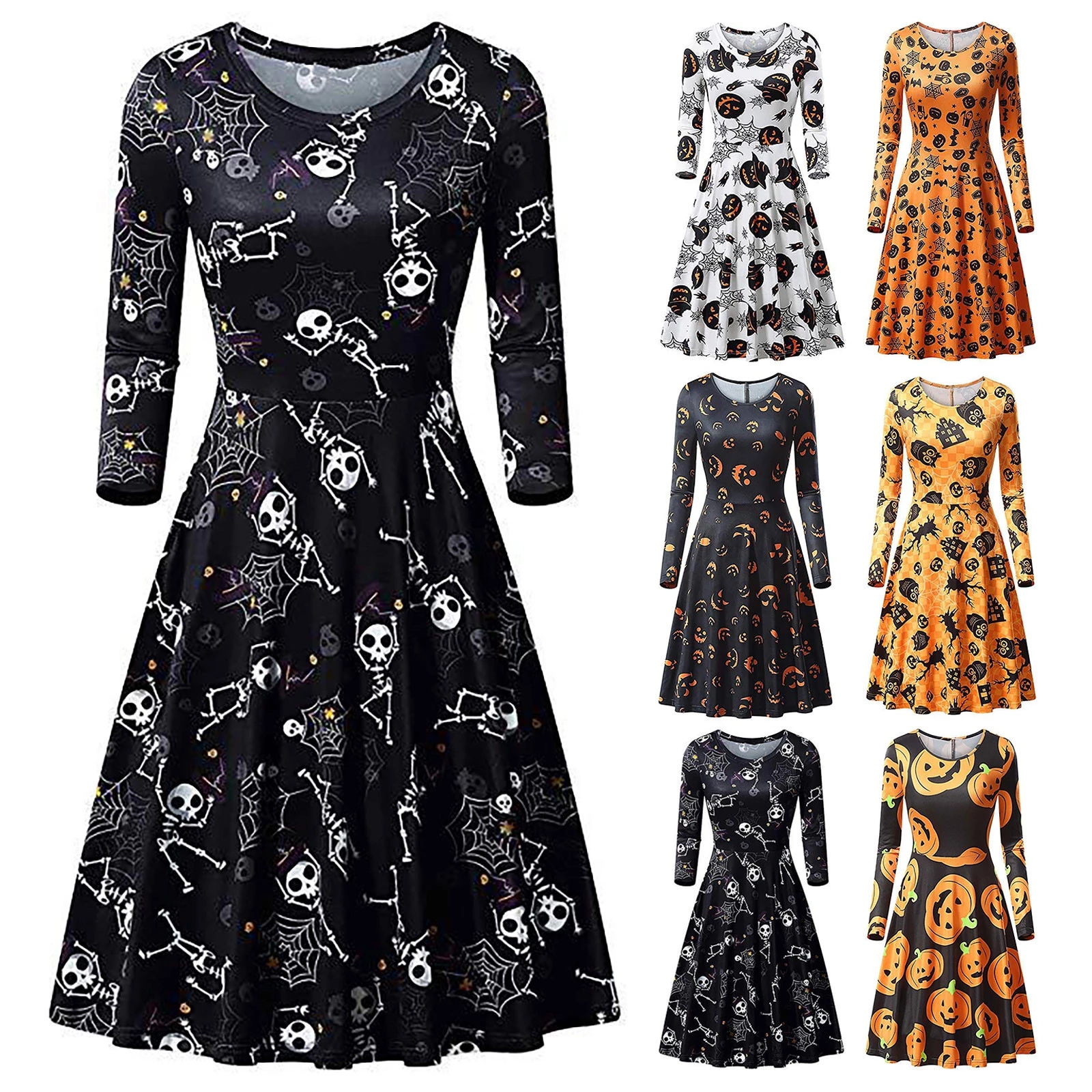 Costume Halloween Clothing Women Pumpkin Printed Dress Casual Fashion Long Sleeve O-neck Dresses Ghost Witch
Costume Halloween Clothing Women Pumpkin Printed Dress Casual Fashion Long Sleeve O-neck Dresses Ghost Witch