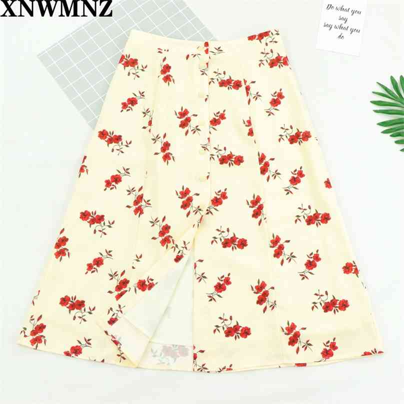 women summer Skirt France Red Floral Print Women Midi Skirts Casual Center buttons Fashion Split 210520, Yellow
women summer Skirt France Red Floral Print Women Midi Skirts Casual Center buttons Fashion Split 210520, Yellow