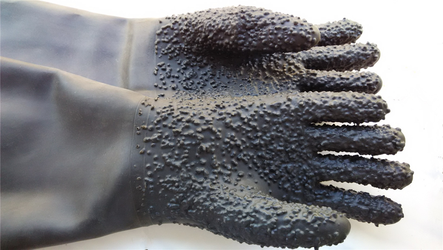L650mm Rubber Long Gloves Sandblasting Protective for Sandblaster Cabinet