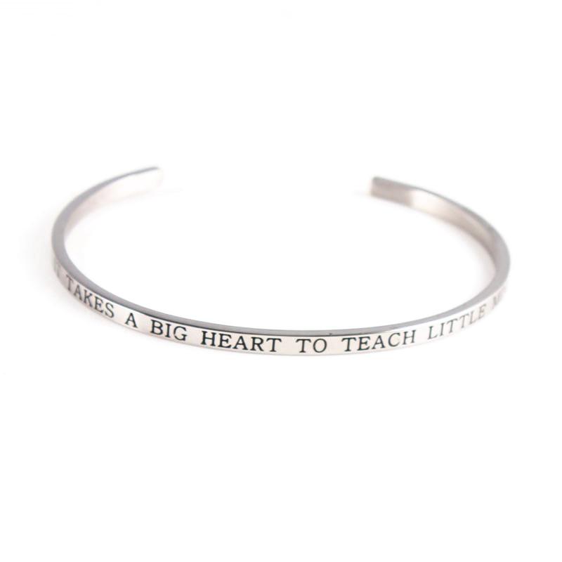 Bangle Stainless Steel Bracelet Engraved IT TAKES A BIG HEART TO TEACH LITTLE MINDS Positive Inspirational & For Women
Bangle Stainless Steel Bracelet Engraved IT TAKES A BIG HEART TO TEACH LITTLE MINDS Positive Inspirational & For Women
