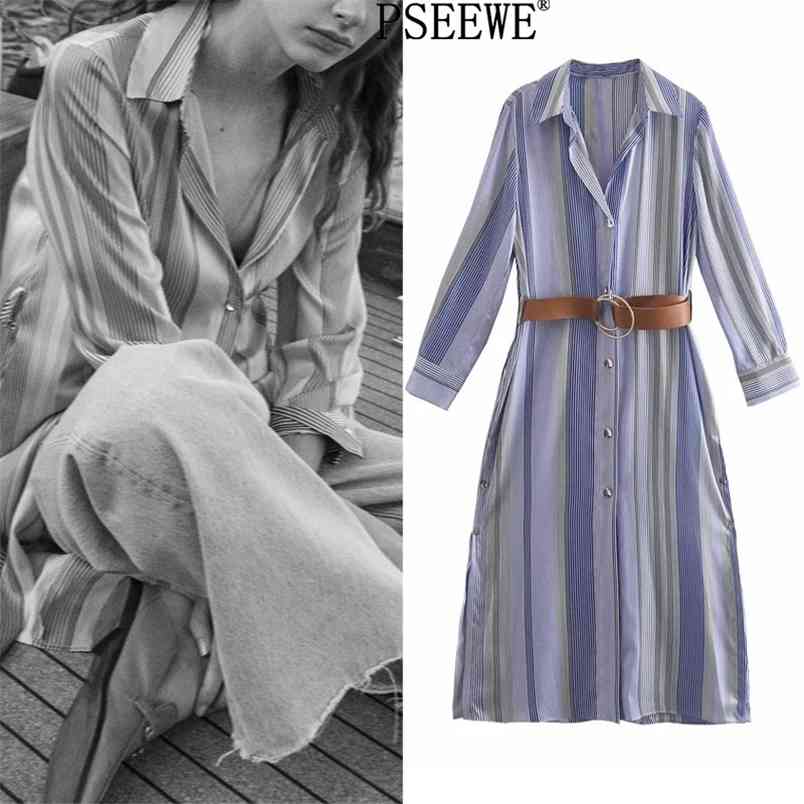 Spring Woman Dress Blue Striped Shirt Women Long Sleeve Fashion Belt es Ladies Casual es 210519
Spring Woman Dress Blue Striped Shirt Women Long Sleeve Fashion Belt es Ladies Casual es 210519