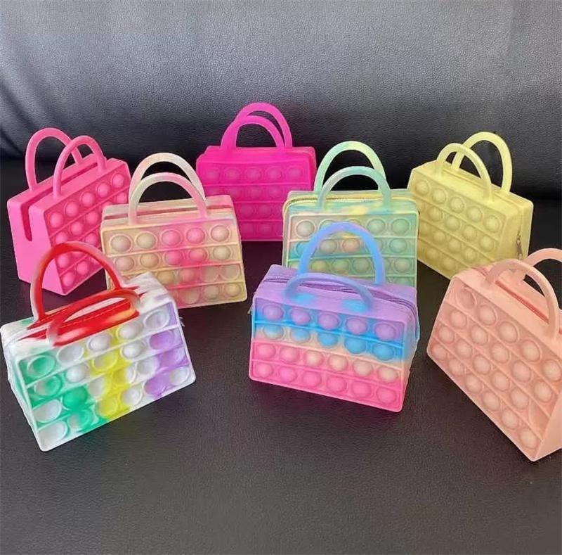 Fidget Toys Purses Girls Hand Bag Sensory Push Bubble Wallet Handbag Rainbow Tie Dye Silicone Washing Makeup Cosmetic Bags DHL 11.5*10CM
Fidget Toys Purses Girls Hand Bag Sensory Push Bubble Wallet Handbag Rainbow Tie Dye Silicone Washing Makeup Cosmetic Bags DHL 11.5*10CM