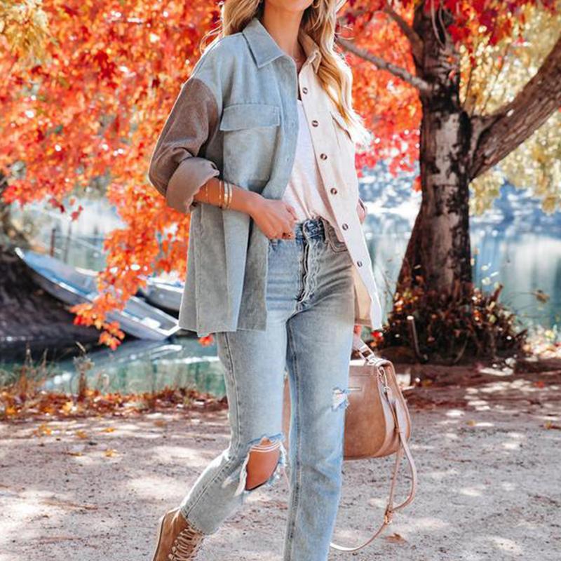 Women' Jackets Ladies Fashion Contrast Color Loose Shirt Elegant Turn-down Collar Jacket Outwear Casual Corduroy Coats Tops Streetwear, 01
Women' Jackets Ladies Fashion Contrast Color Loose Shirt Elegant Turn-down Collar Jacket Outwear Casual Corduroy Coats Tops Streetwear, 01