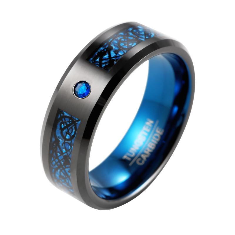 Wedding Rings 8mm Mens Black Tungsten Ring Blue Celtic Dragon With Sapphire Inlay Bands Carbon Fiber Anniversary Promise
Wedding Rings 8mm Mens Black Tungsten Ring Blue Celtic Dragon With Sapphire Inlay Bands Carbon Fiber Anniversary Promise