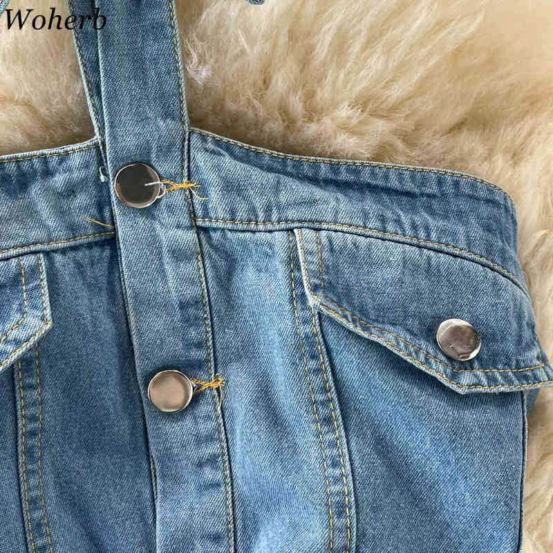 Off Shoulder Denim Dress Summer Robe Ropa Mujer Backless Sleeveless Vestidos Temperament Halter Neck Slim Dresses 210519