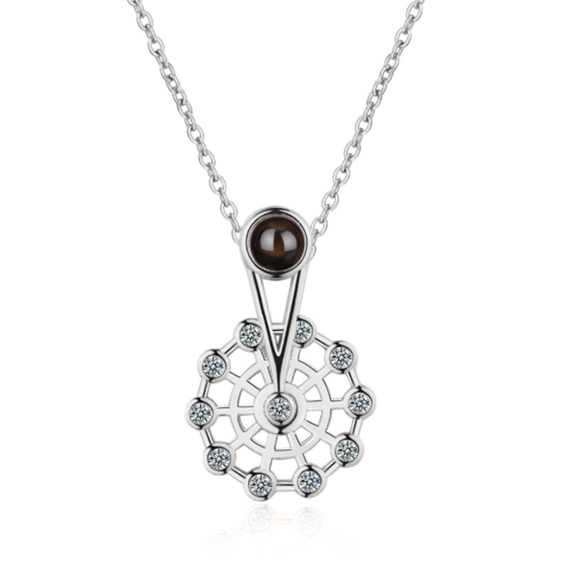 Pendant Necklaces Net Red Rotating Ferris Wheel Sweet Romantic 100 Languages I Love You Projection Short Silver Plated SE053
Pendant Necklaces Net Red Rotating Ferris Wheel Sweet Romantic 100 Languages I Love You Projection Short Silver Plated SE053