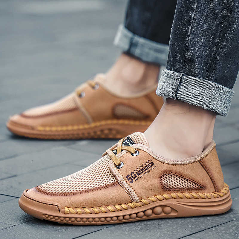 Men's Shoes 2021 Autumn Pure Color Sewing Fashion Sports Men's High Round Head Mesh Casual Men