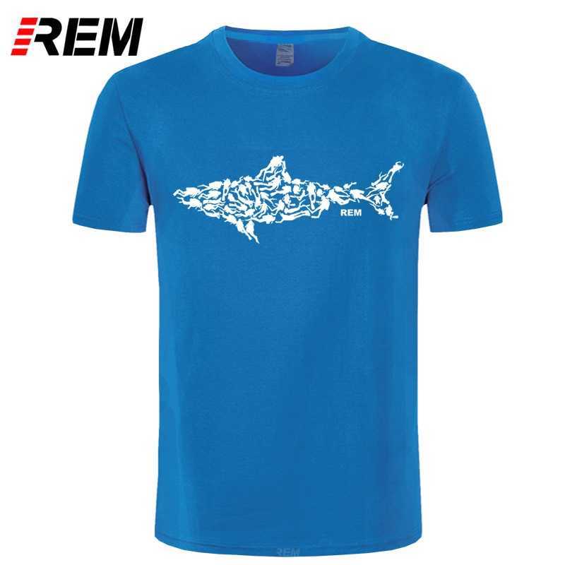 REM Shark Scuba Diver T-shirt Tee Divinger Dive Funny Birthday Gift Present for Him Men Adult T Shirt Short Sleeve Cotton 210629