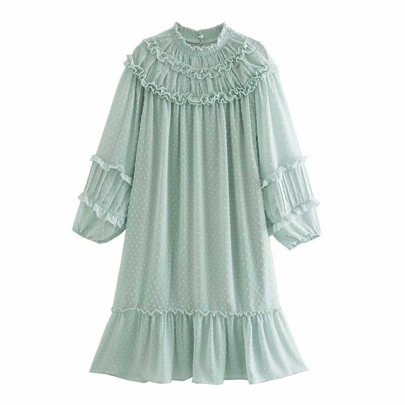 Za Ruffle Dot Mesh Midi Dress Women O-neck Long Sleeve Ruched Dress Female Chic Vintage Pleat Tulle Party Dresses 210602, As picture
Za Ruffle Dot Mesh Midi Dress Women O-neck Long Sleeve Ruched Dress Female Chic Vintage Pleat Tulle Party Dresses 210602, As picture