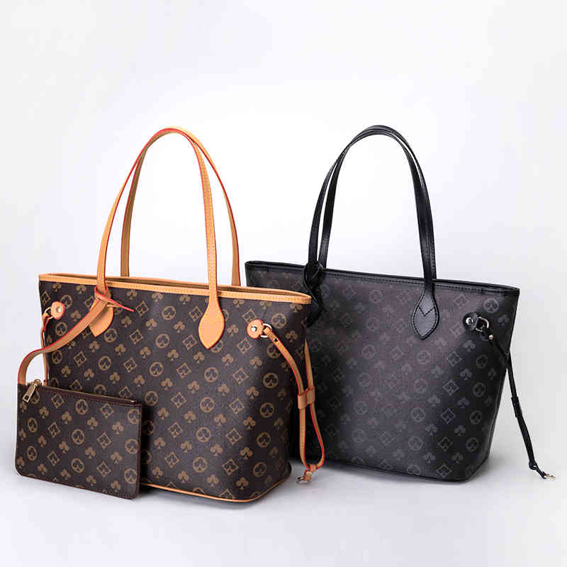 Designer High Quality Simple Women Fashion Handbag Printed Large Capacity Tote Shoulder Shopping Bag with Free Purse