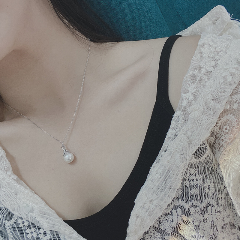 925 Sterling Silver Necklace with Freshwater Pearl er Inlaid Petal Pendant Valentines Day Gift Z250910