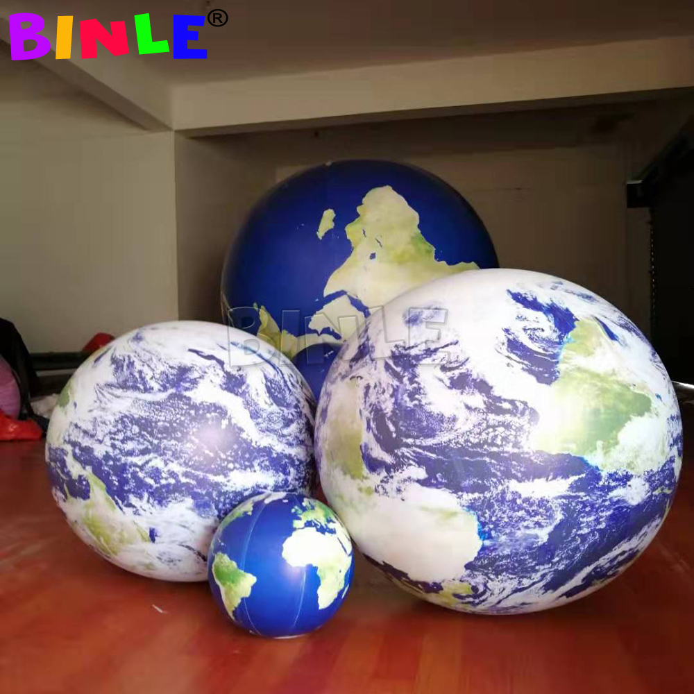 PVC airtight giant Inflatable earth planet balloon with colorful LED lights 2-6m globe ball popular event sphere for hanging decoration