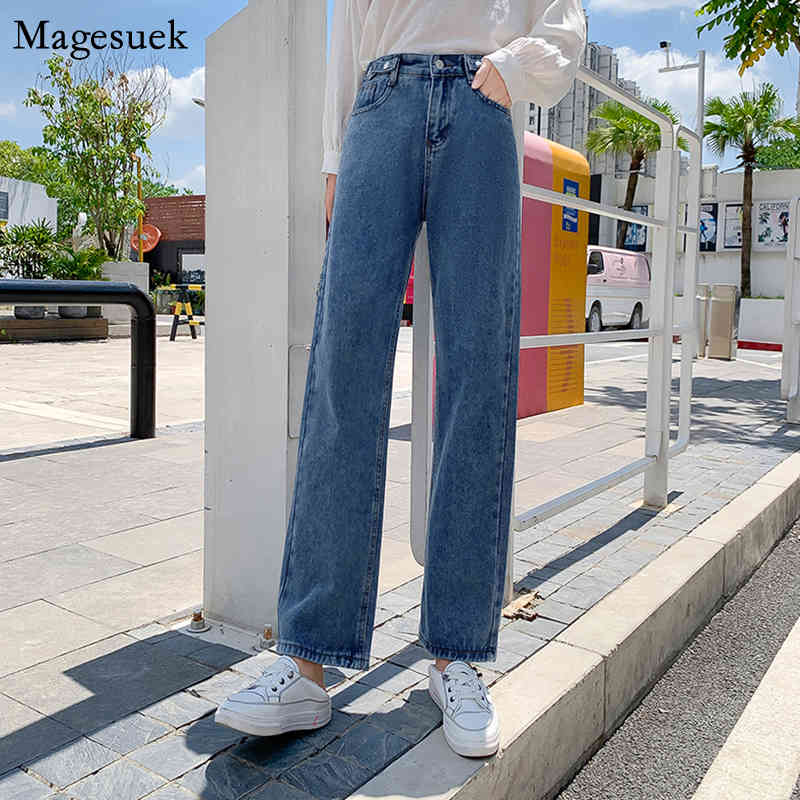Women Casual Loose Mom Jeans Fashion Wide Leg High Waist Woman Autumn Straight Slim Denim Trousers Femme 10828 210518
