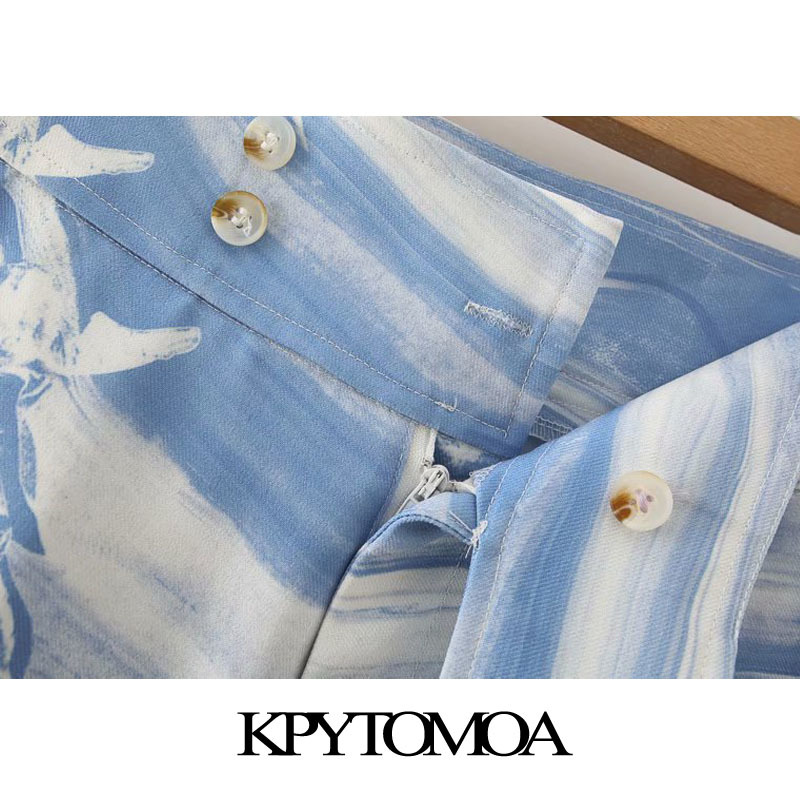 Women Chic Fashion Animal Print Side Pockets Pants High Waist Zipper Fly Female Ankle Trousers Mujer 210420
