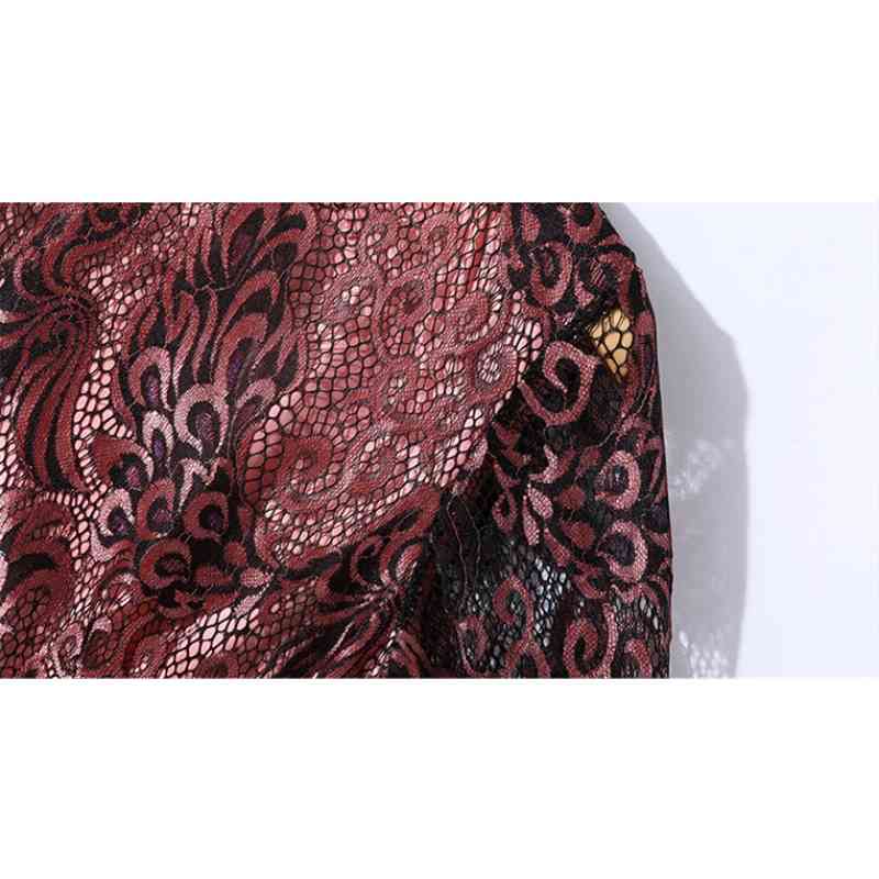 Arrival Spring Summer Dress Women Elegant Sexy Hollow Out Lace Female Vintage Party Vestidos Free Belt 210520