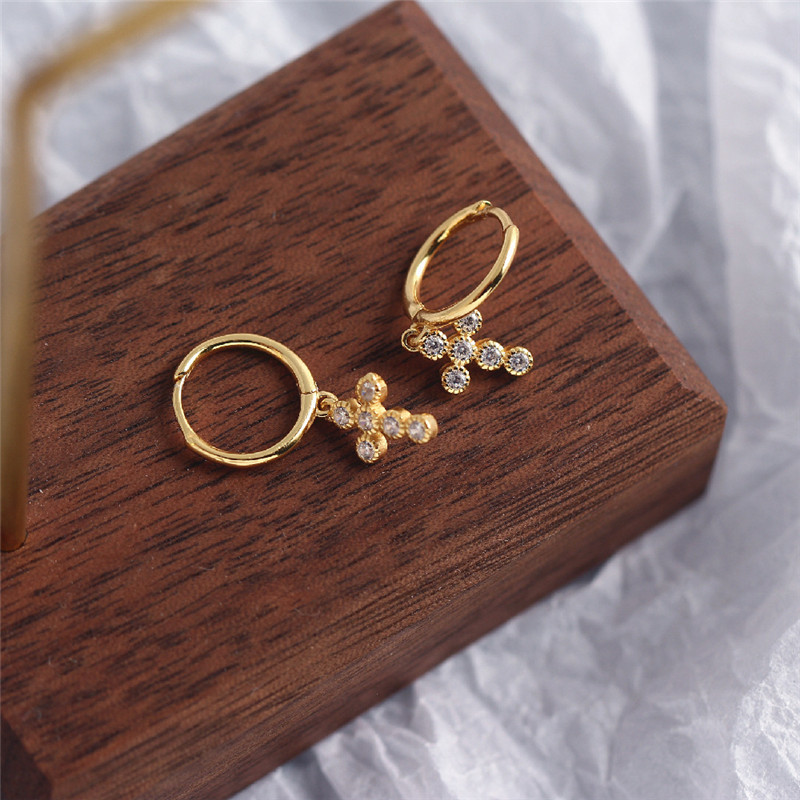 Pendant Charm Hoop Earrings Cross Band Crystal Zircon Sparkle Jewelry Gold Silver For Women Luxury Fashion Party Gift