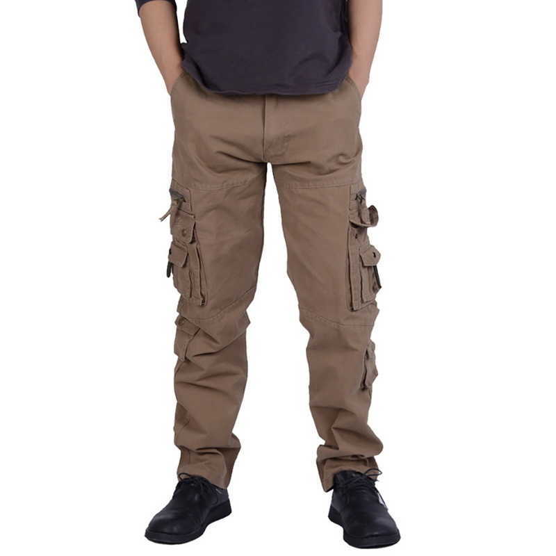 Mens Winter Pants Thick Warm Cargo Pants Casual Fleece Pockets Fur Trouser Plus Size Fashion Loose Baggy Joger Worker Male 201221