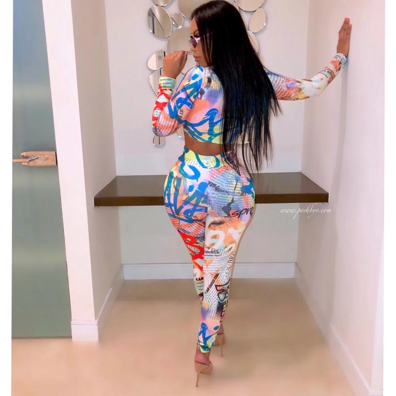 Women' Two Piece Pants HAOYUAN Spaper Print Sexy Set Sweatsuits For Women Fashion Outfits Long Sleeve Crop Top Pant Matching Tracksuit, Rainbow
Women' Two Piece Pants HAOYUAN Spaper Print Sexy Set Sweatsuits For Women Fashion Outfits Long Sleeve Crop Top Pant Matching Tracksuit, Rainbow