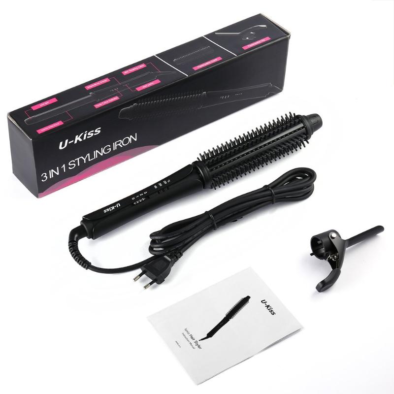 Electric Hair Brushes U-Kiss Interchangeable Brush & Clip Super Hard Titanium Coated Heating Plate Dual Voltage 3 In 1 Ionic Styler Curler
Electric Hair Brushes U-Kiss Interchangeable Brush & Clip Super Hard Titanium Coated Heating Plate Dual Voltage 3 In 1 Ionic Styler Curler