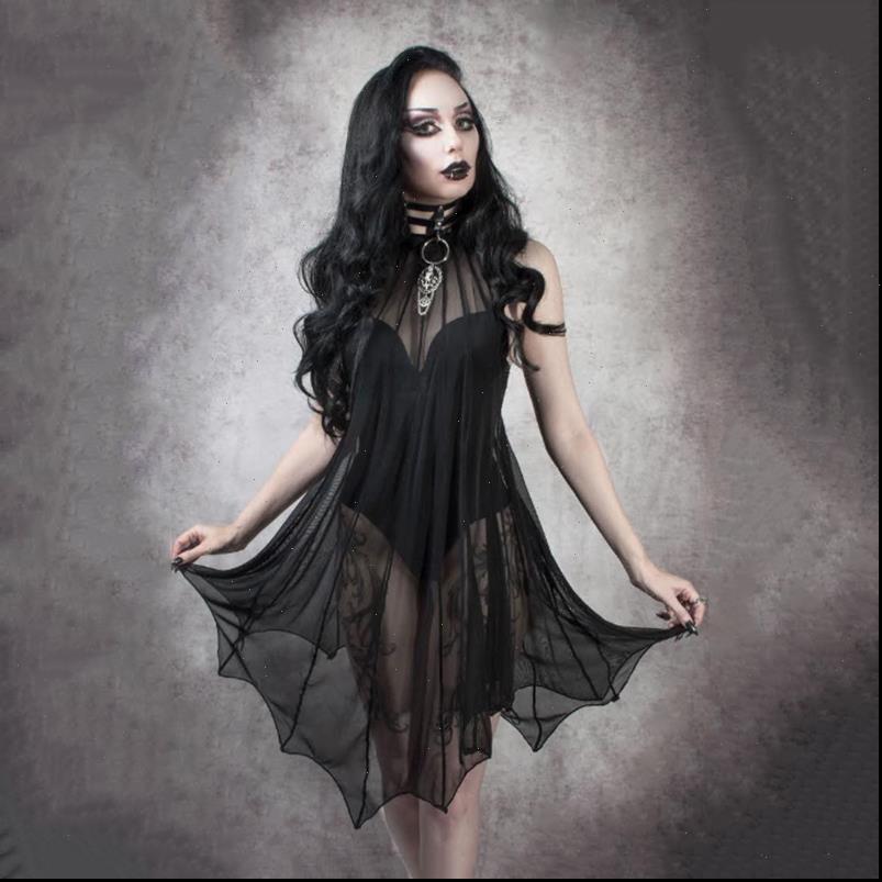 Halloween Gauze Black Sexy Mesh Women Dress Bat Gothic Sleeveless Stand Collar Draped Transparent Lace Femme Vestidos
Halloween Gauze Black Sexy Mesh Women Dress Bat Gothic Sleeveless Stand Collar Draped Transparent Lace Femme Vestidos