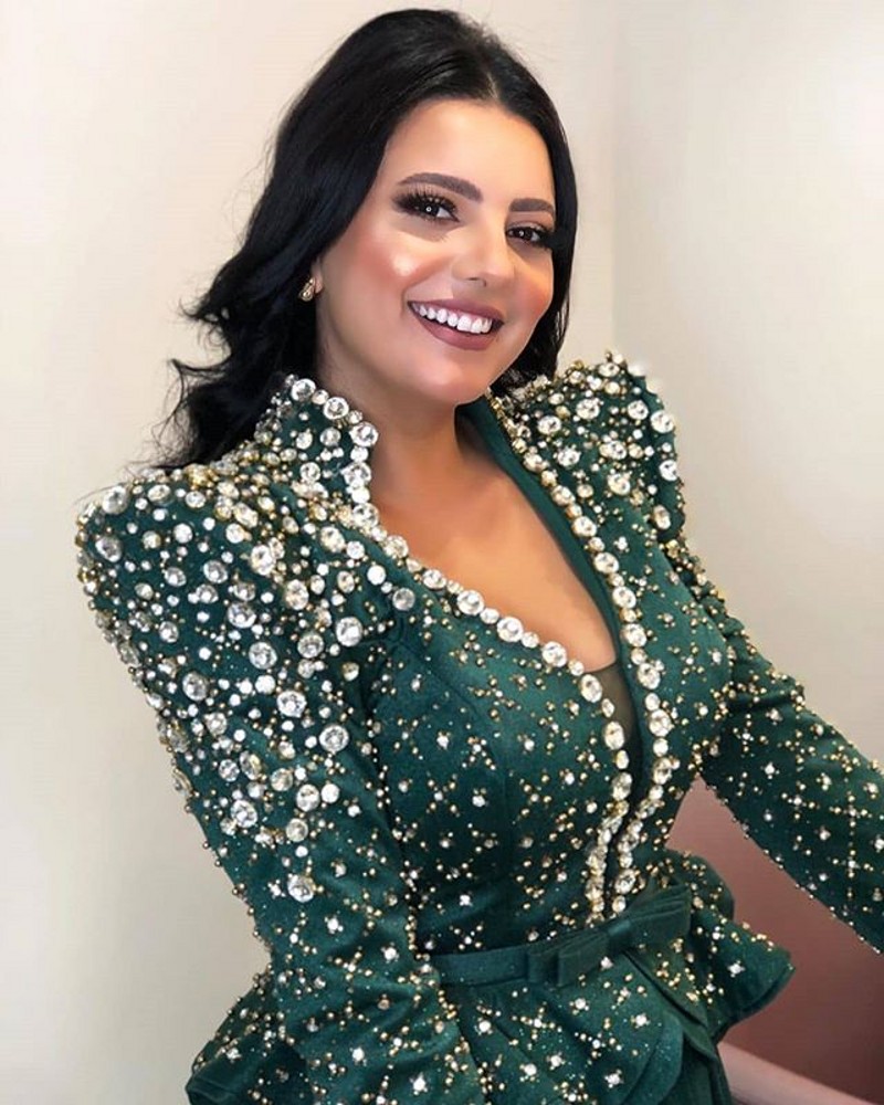 Kaftan Dubai Arabic Ocn Prom Dresses Crystal Beaded Custom Made Evening Gowns Deep V Neck Elegant Dress Party Gown 6660306