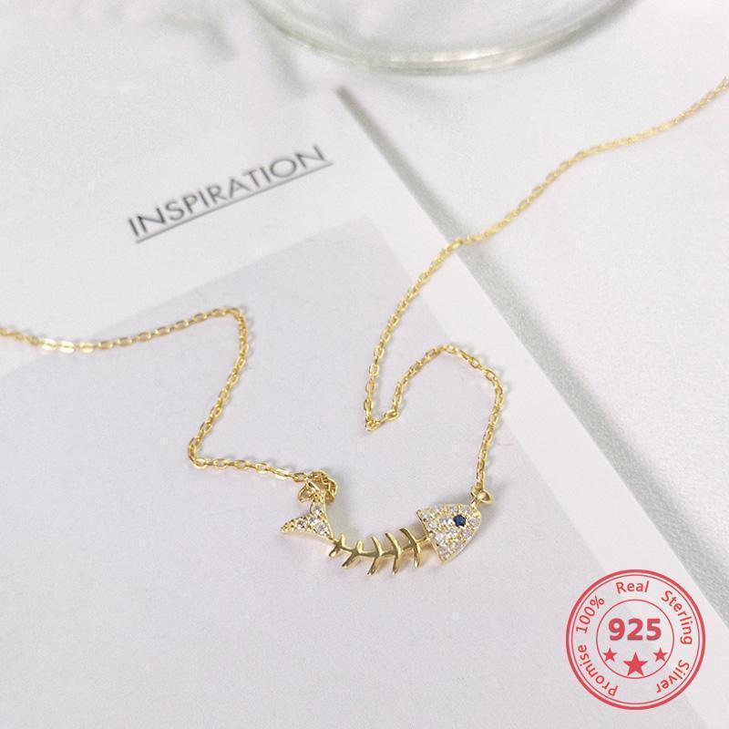 Chains Korea Style Pure 925 Silver Necklace For Women Delicate Fashion Gold Ocean Fish Bone Pendant Jewelry1
Chains Korea Style Pure 925 Silver Necklace For Women Delicate Fashion Gold Ocean Fish Bone Pendant Jewelry1