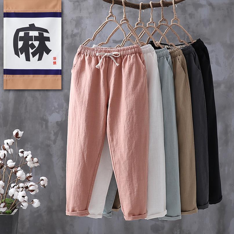 summer vintage casual elastic waist women pants cotton linen ankle length harem womens wide trousers, Black;white
summer vintage casual elastic waist women pants cotton linen ankle length harem womens wide trousers, Black;white