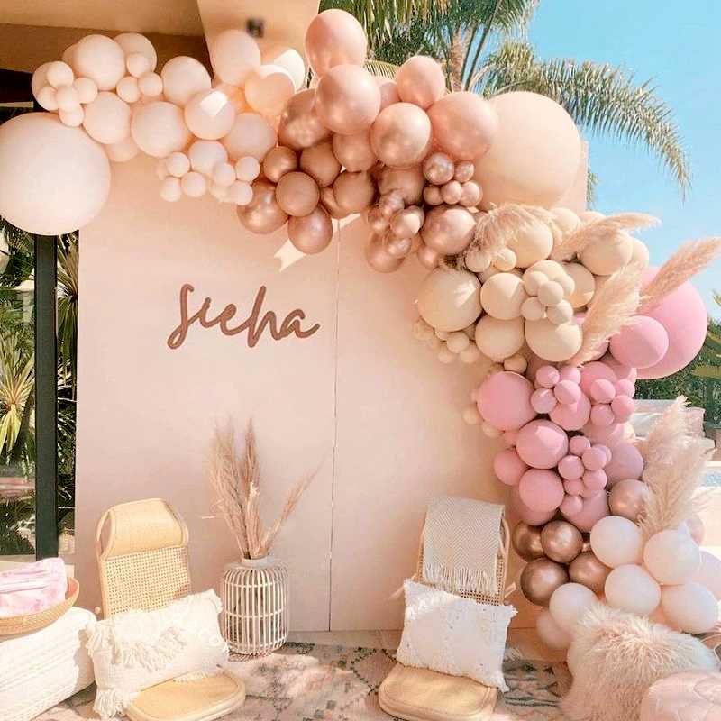 

Party Decoration 104pcs Morandi Pink Balloons Arch Garland Kit Chrome Rose Gold White Apricot Ballon For Baby Shower Wedding Birthday Decor