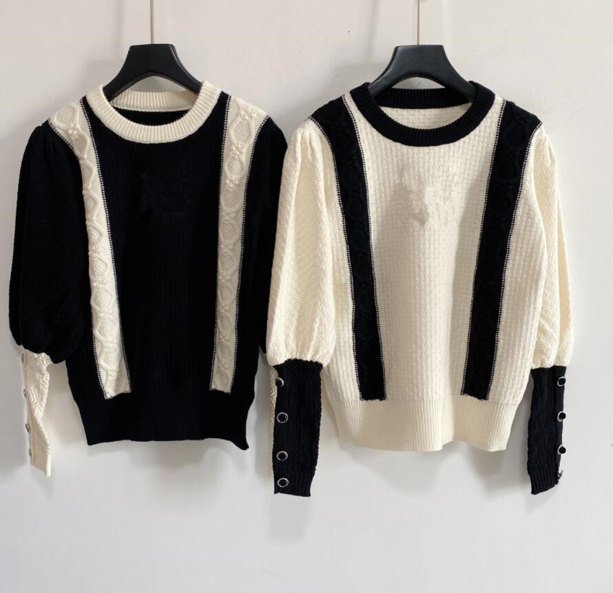 Autumn long-sleeved pullover base sweater women black and white contrast twist with loose top 706
Autumn long-sleeved pullover base sweater women black and white contrast twist with loose top 706