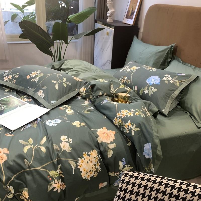 Luxury Egyptian Cotton Bedding HD Print Clear Pattern Trees Branches Birds Duvet Cover Set Bed Sheet Pillowcases Queen King Size Sets