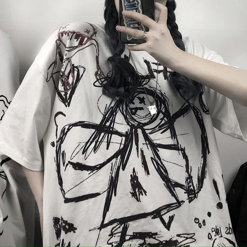 Gothic Vintage Preppy T Shirt Women Clothing T-shirt Clothes Streetwear Harajuku High Street Tops Summer Tshirt 220315