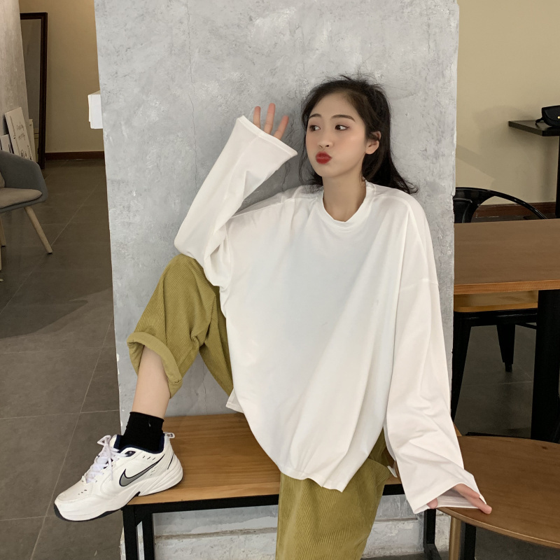 Stylish Women Slim Female Gentle Basic Split Tops All Match Cotton Chic Office Lady High Street T-Shirts 210421