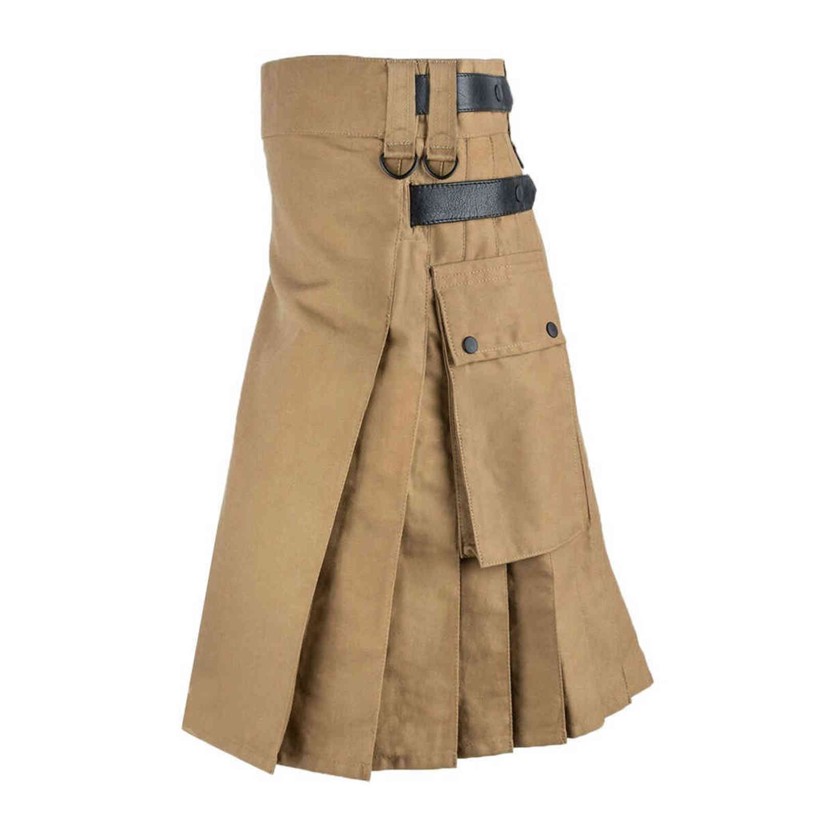Mens Skirt Vintage Kilt Scotland Gothic Punk Fashion Kendo Pocket Skirts Scottish Clothing Casual Autumn Mens Streetwear New H1110 - view 6
