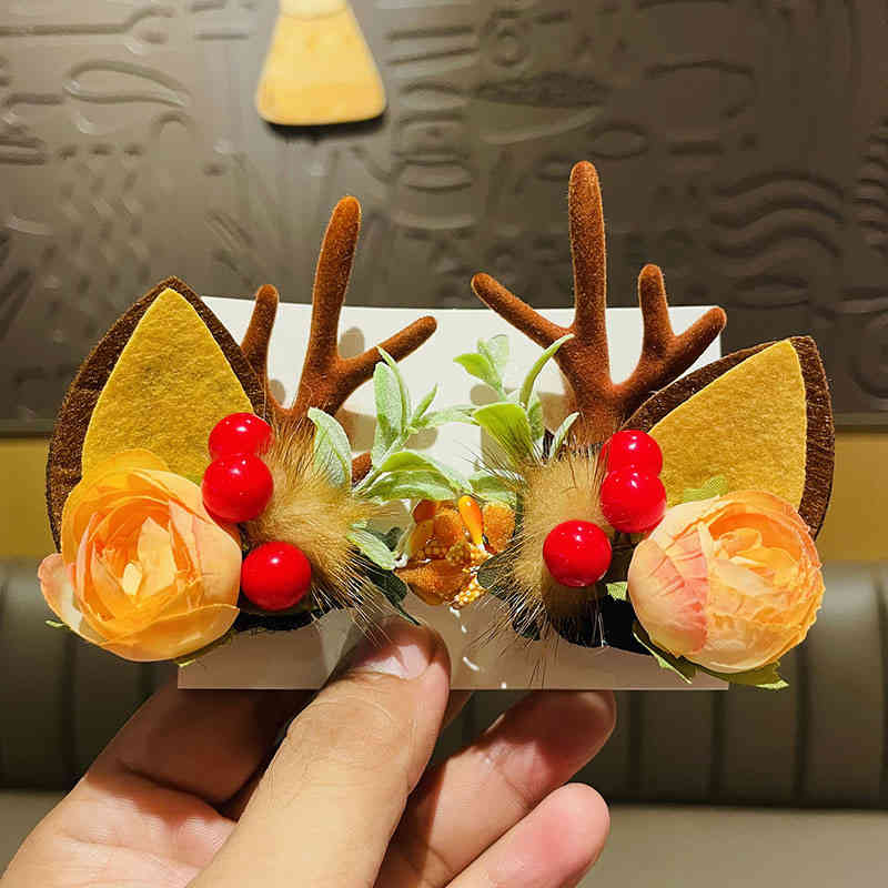 Hair Accessories Children's Lovely Antler Duck Beak Clip Hairpin Net Red Girl Baby Performance Headdress