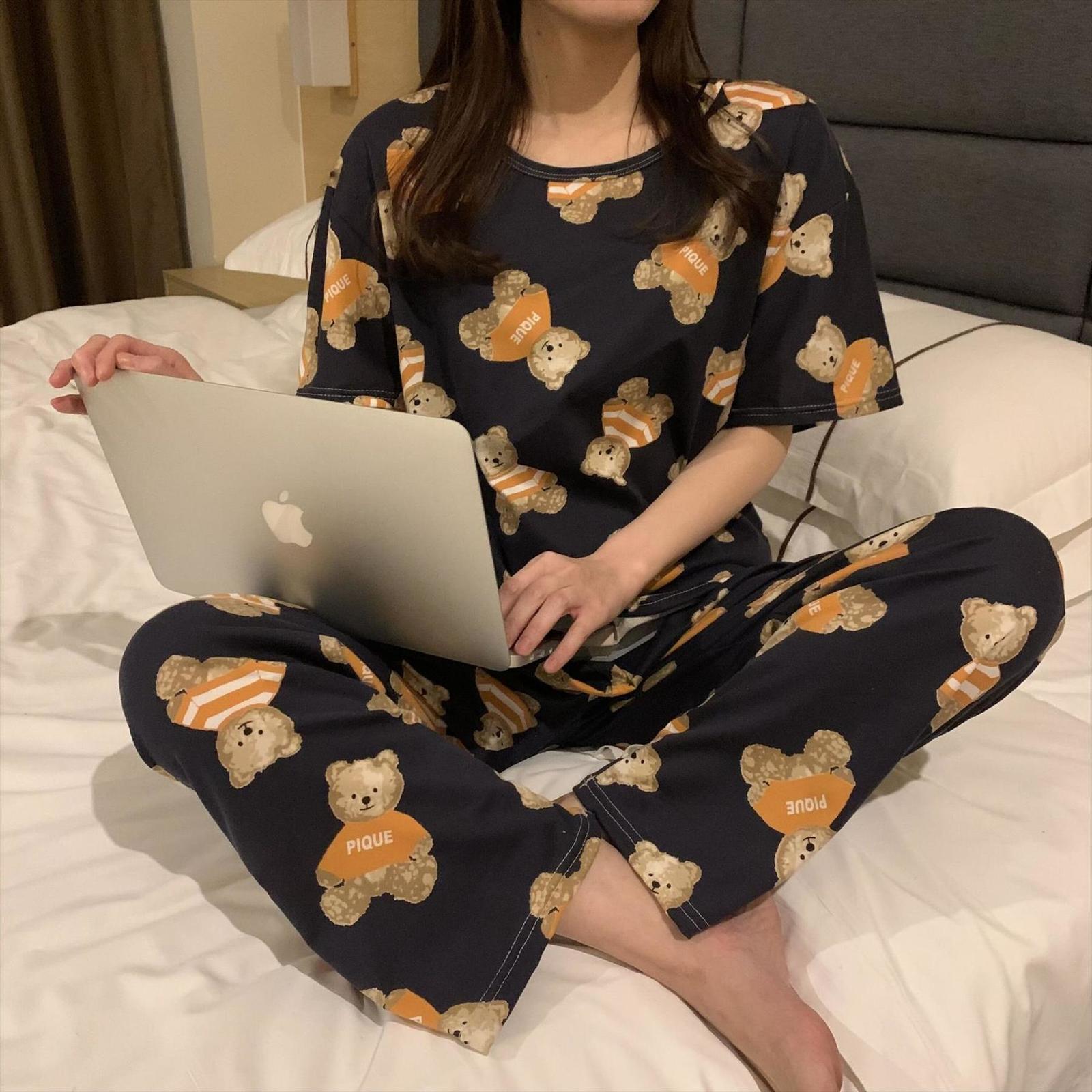 Cute Pajama Sets Cartoon Womens Sleepwears Print Short Sleeve Round Neck Tee And Pants Set Pj Pyjamas For, Black;red
Cute Pajama Sets Cartoon Womens Sleepwears Print Short Sleeve Round Neck Tee And Pants Set Pj Pyjamas For, Black;red