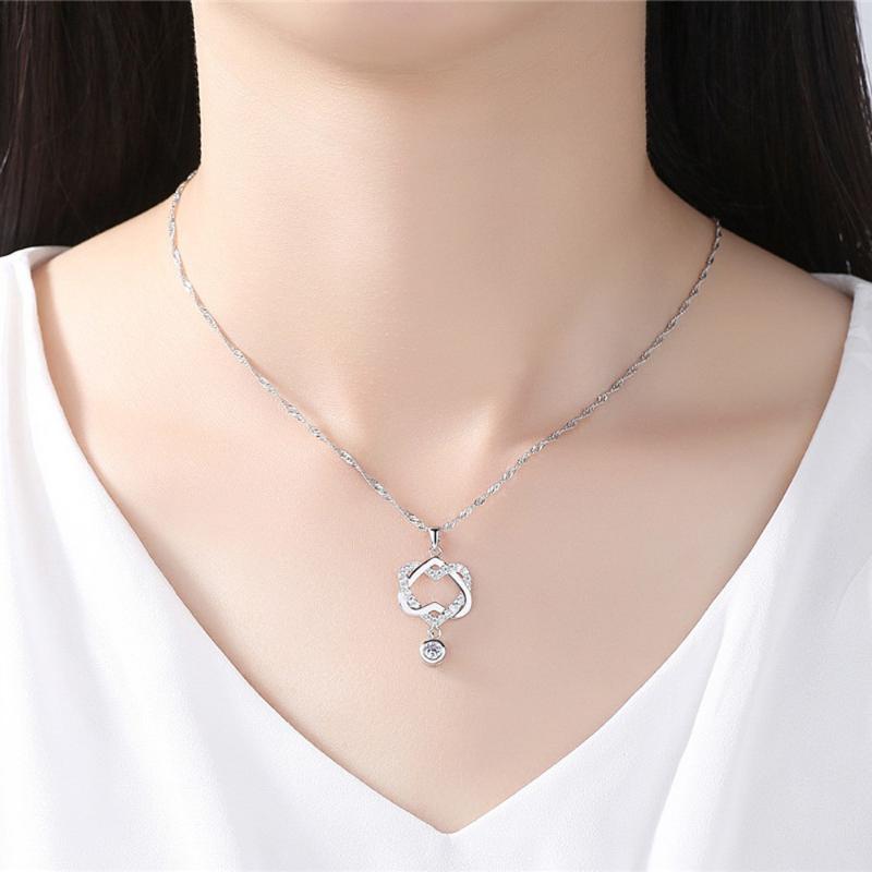 Chains Double Heart Women Fashion Chain Pendant Jewelry Necklace Necklaces & Pendants, Silver
Chains Double Heart Women Fashion Chain Pendant Jewelry Necklace Necklaces & Pendants, Silver