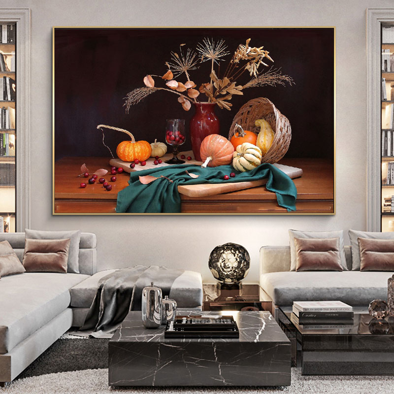 Large Size Oil Painting Print Fruit Poster Wall Art Canvas Painting Abstract Kitchen Picture For Living Room Kitchen Decor