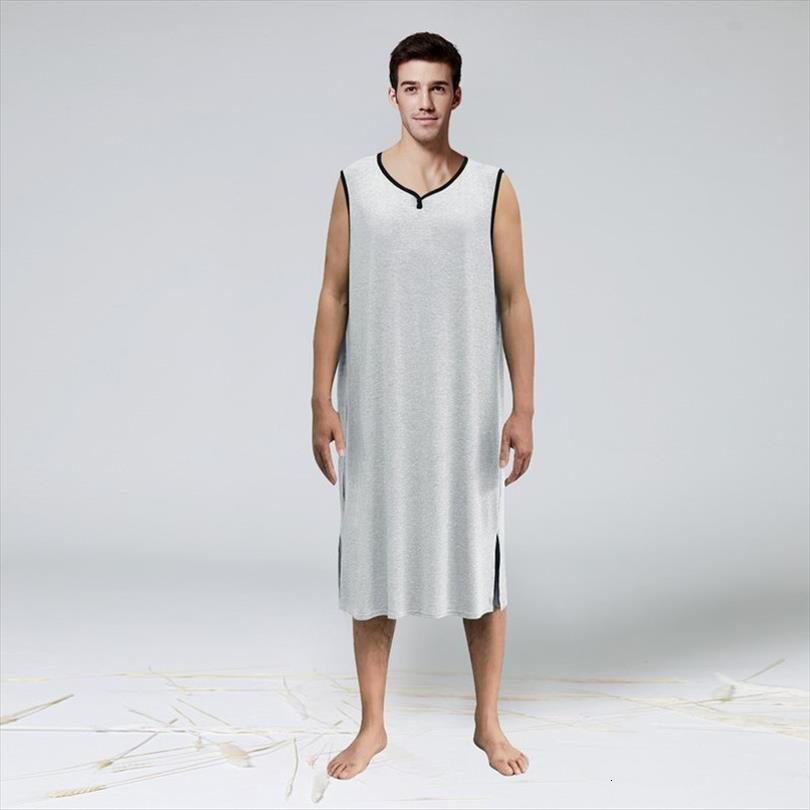 men casual clothes sleeveless long vest homewear male fashionable v neck nightwear midi dress tank, White;black
men casual clothes sleeveless long vest homewear male fashionable v neck nightwear midi dress tank, White;black