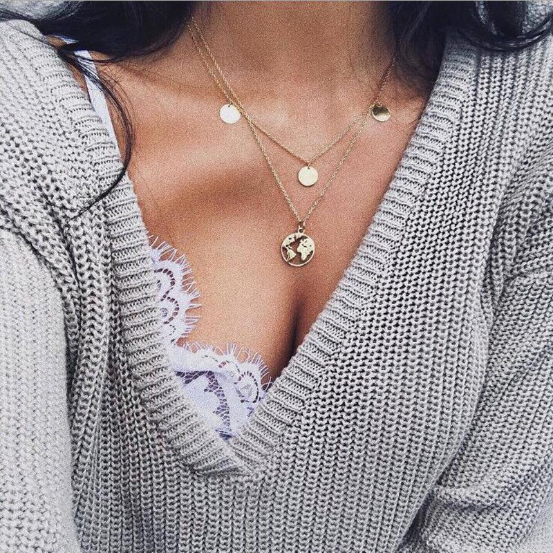 Pendant Necklaces Ladies Necklace Jewelry Fashion Round Sequin Multilayer Gold Silver Collar
Pendant Necklaces Ladies Necklace Jewelry Fashion Round Sequin Multilayer Gold Silver Collar
