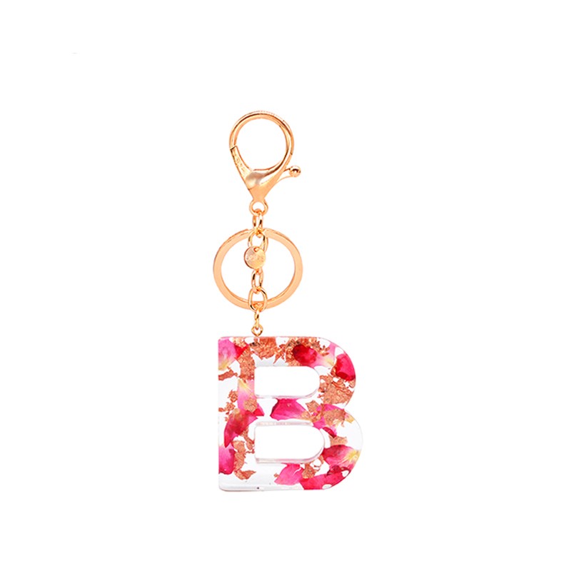 A-Z Initial Keychains Keyrings For Women Men Acrylic Letter Glitter Resin Key Ring Couple Key Chain Bag Charm Gift Accessories