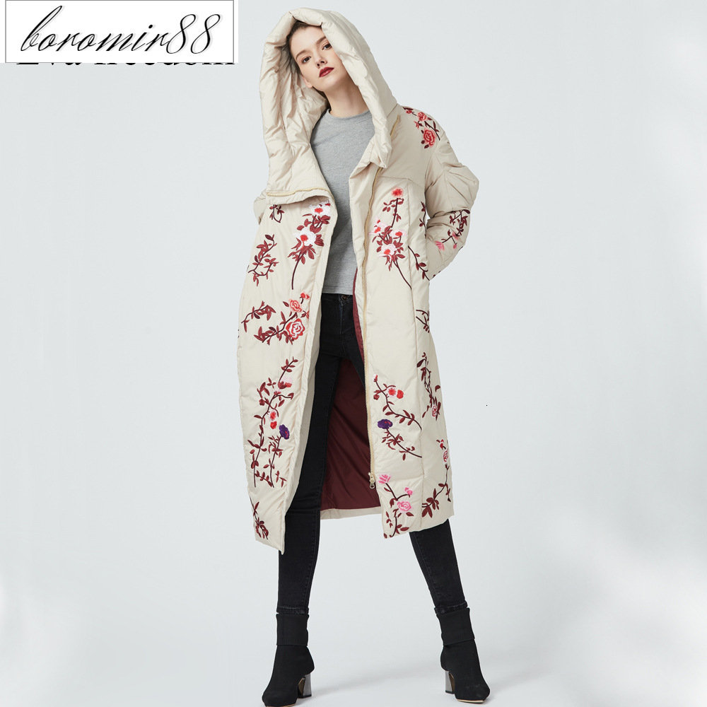2021 winter women' coat hooded fashion embroidered plum blossom down jacket thickened long, Khaki
2021 winter women' coat hooded fashion embroidered plum blossom down jacket thickened long, Khaki