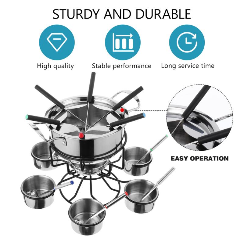 Set Fondue Tool Cooking Stove Safe Alcohol Portable Cookware Pans