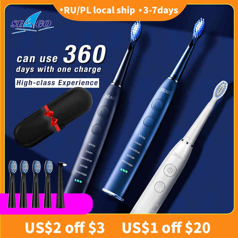 Smart Electric Toothbrush Seago Oral Smart Rechargeable Electric Toothbrush Sonic for 5 Modes with 4 Brush Heads & 1 Interdental Brush Sg575
Smart Electric Toothbrush Seago Oral Smart Rechargeable Electric Toothbrush Sonic for 5 Modes with 4 Brush Heads & 1 Interdental Brush Sg575