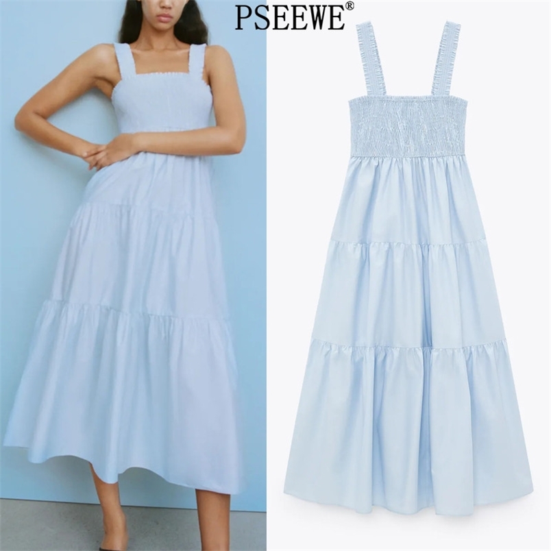 Blue Panelled Midi Slip Dress Women Ruffle Elastic Wide Straps Summer Long Dresses Ladies Beachwear Sundresses 210519, Sky blue
Blue Panelled Midi Slip Dress Women Ruffle Elastic Wide Straps Summer Long Dresses Ladies Beachwear Sundresses 210519, Sky blue