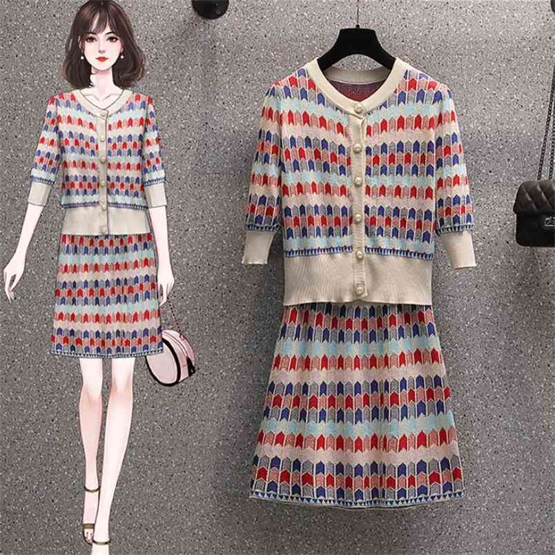 Fashion Knitted Sweater Skirt Two piece set Women's Casual Elegant Single-Breasted Cardigan + A-line Mini Skirts Outfits 210519, Photo color
Fashion Knitted Sweater Skirt Two piece set Women's Casual Elegant Single-Breasted Cardigan + A-line Mini Skirts Outfits 210519, Photo color