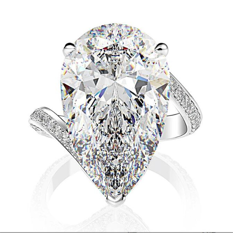 Sterg Sier Pear Cut Cubic Zirconia Engagement Ring for Women Bridal Wedding Band