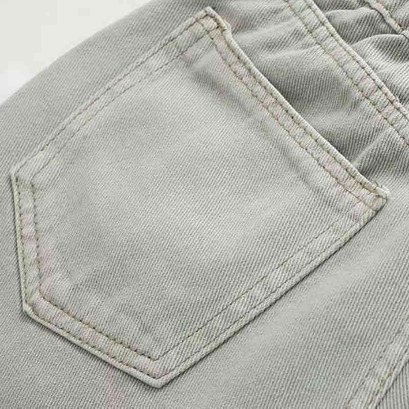 Vintage High Waist Jeans Women Paperbag Pants Streetwear Elastic Pleated Denim Trousers Casual Long Pocket Mom 210515