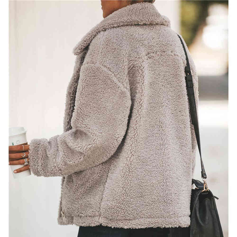 Causal England Style Overcoats Women Winter Elegant Faux Fur Jackets Thick Warm Zipper Up Teddy Plus Size Outwear 210428